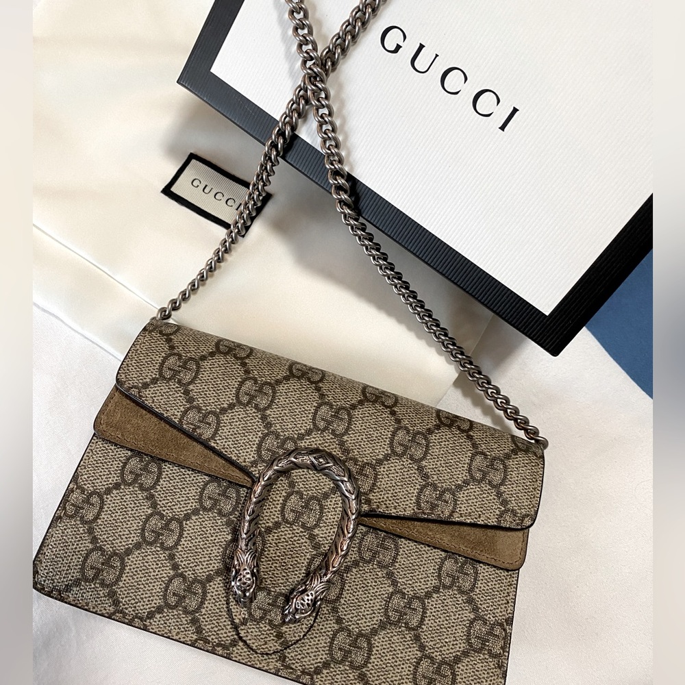 DIONYSUS GG SUPREME SUPER MINI BAG - structured GG Supreme canvas chain mini bag